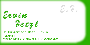 ervin hetzl business card